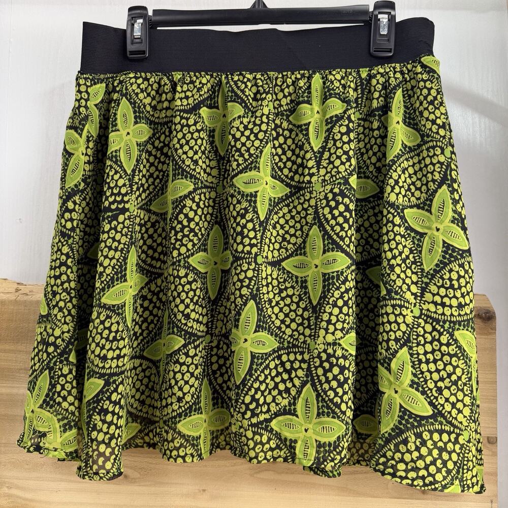Mossimo Floral/Green/Black Skirt Wo’s Size L